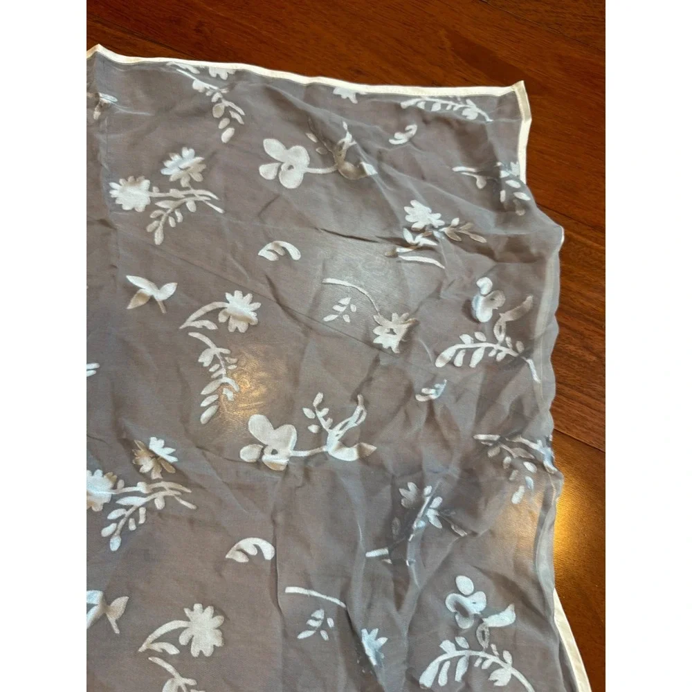 Echo Floral Scarf Shimmer Silk Rayon | NWT |‎ Blue White | 21